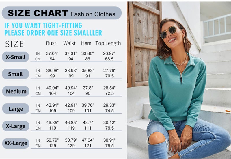 Samefar Women Ladies Long Sleeve High Neck Comfy Fuzzy Quarter Zip Pullover Sweatshirts Tunic with Pockets Gray X-Large - Image 5